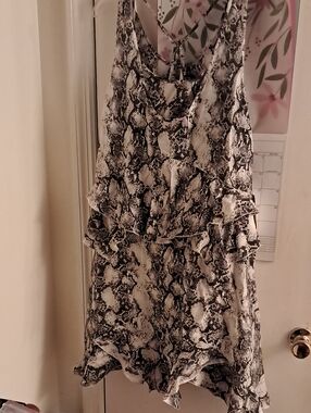 Prada Black and White Snakeskin Print Mini Dress
